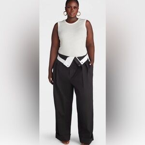 Plus-Size Black Wide-Leg High-Waist Pants